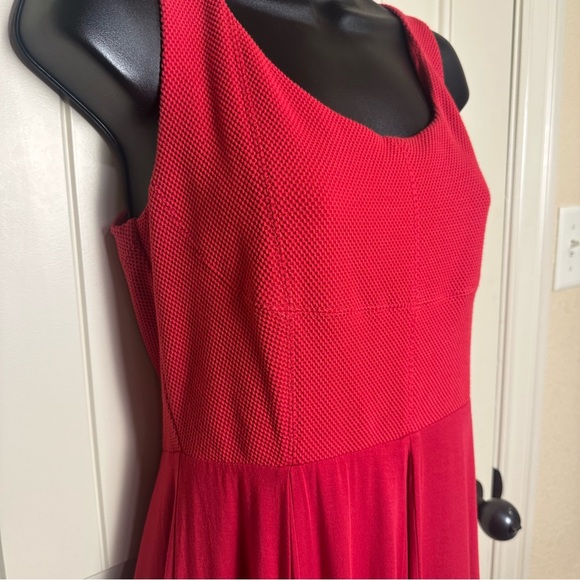 Maeve By Anthropologie Estoria Textured Swing Dress Red Sleeveless Medium GUC - Picture 9 of 16